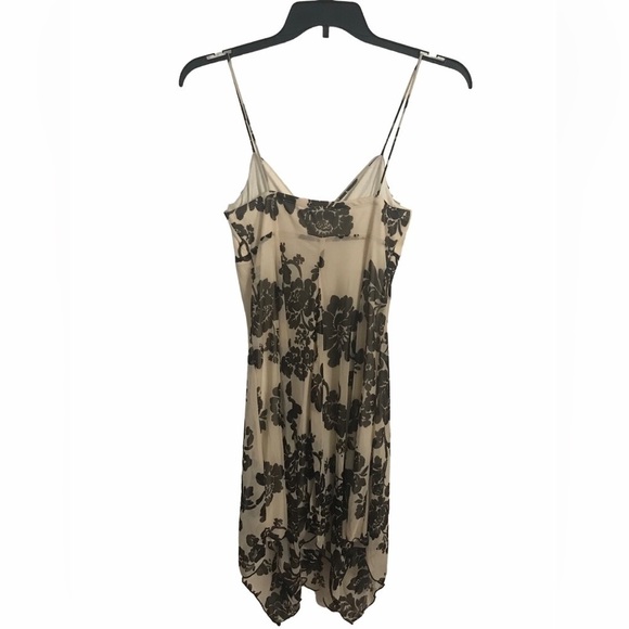 Trixxi Black Cream Floral Chiffon Tea Wedding Party Midi Dress Size M - Picture 4 of 6